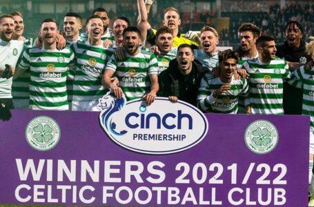 CELTIC CLINCHES THE SCOTTISH PREMIERSHIP TITLE AFTER PLAYING A 1-1 DRAW @ DUNDEE UNITED