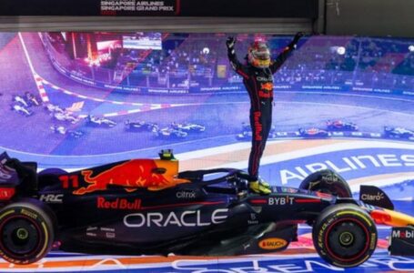 Singapore Grand Prix: Sergio Perez wins eventful wet-dry race