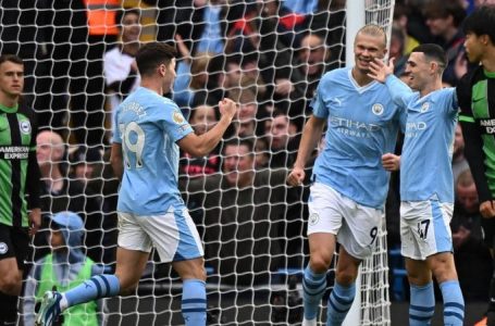 HAALAND NETS AS CITY PIP BRIGHTON 2-1 TO GO TOP OF PREMIER LEAGUE