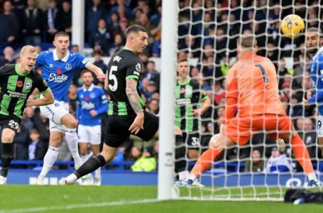 ASHLEY YOUNG SCORES OWN GOAL AS EVERTON AND BRIGHTON PLAY TO 1-1 DRAW